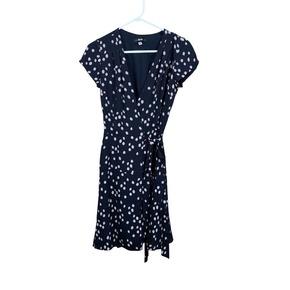 Slate & Willow Womens Polka‎ Dot Wrap Dress Navy Blue Size 2 EUC